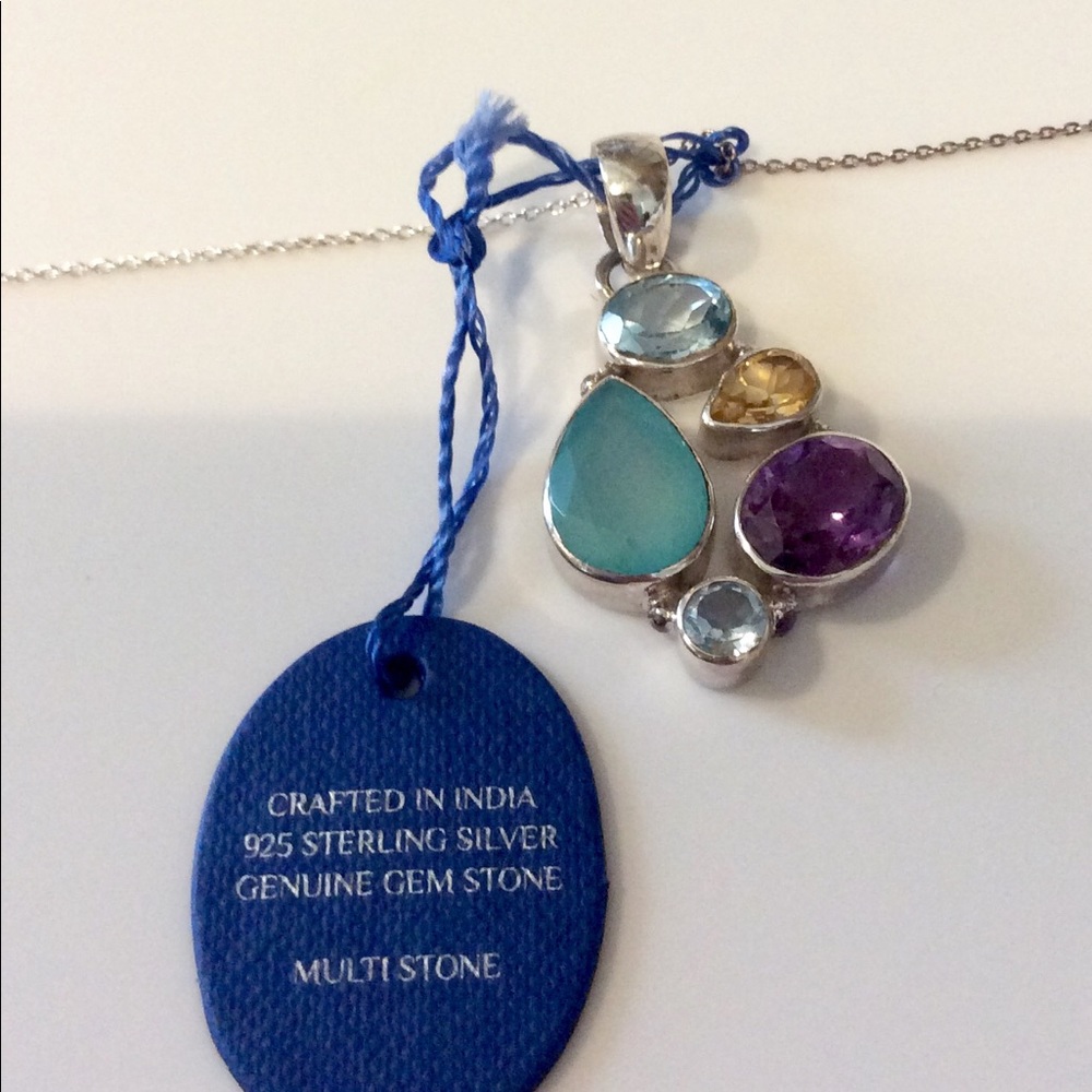925 STERLING SILVER GENUINE GEMSTONE NECKLACE